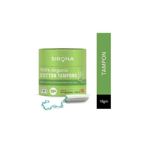 Buy Sirona Regular Flow Organic Tampons Made With 100% Organic Cotton, Non-Applicator Tampons - 18 Pcs - Purplle