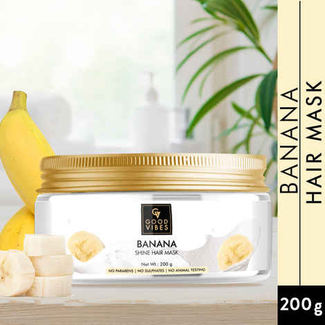 Buy Good Vibes Banana Shine Hair Mask | Hair Shine, Hair Volume, Softening | No Parabens, No Sulphates, No Animal Testing (200g) - Purplle