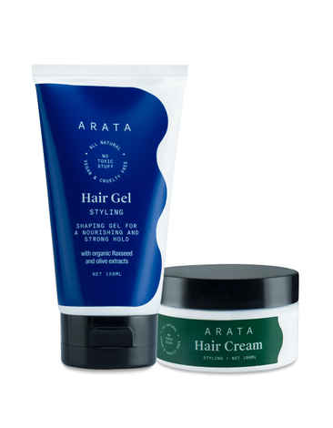 Buy Arata Natural Hair Styling Combo with Hair Gel & Hair Cream for Men & Women || All Natural,Vegan & Cruelty Free || For Nourishing ,Styling & Strong HoldA 250 ml - Purplle