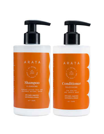Buy Arata Natural Happy Hair duo for Men & Women with Cleansing Shampoo & Conditioner || All Natural,Vegan & Cruelty Free || Non Toxic Plant Based Hair Cleansing 300 ml + 300 ml - Purplle