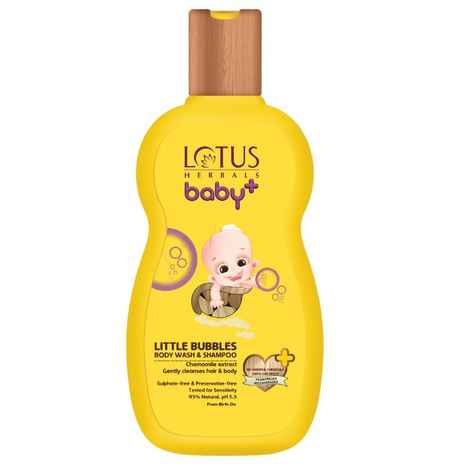 Lotus Herbals Baby+ Little Bubbles Body Wash And Shampoo | Sulphate Free | Preservative Free | 200ml
