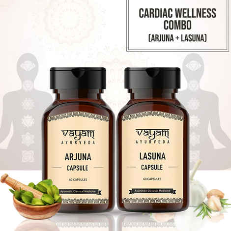 Buy Vayam Ayurveda Cardiac Wellness Combo - (Arjuna + Lasuna) | Ayurvedic | Natural | Herbal | Pure | Sulphate free | Paraben Free | alcohol free | 100% vegetarian - Purplle