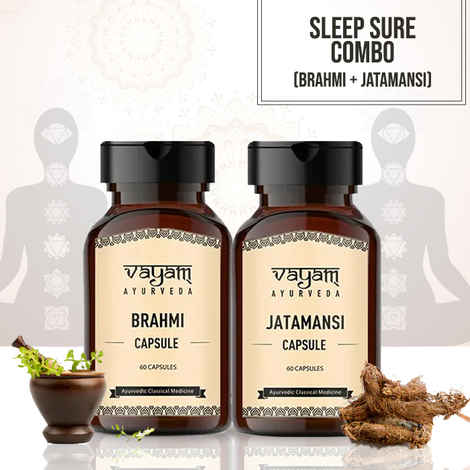 Buy Vayam Ayurveda Sleep Sure Combo (Brahmi + Jatamansi) | Ayurvedic | Natural | Herbal | Pure | Sulphate free | Paraben Free | alcohol free | 100% vegetarian - Purplle