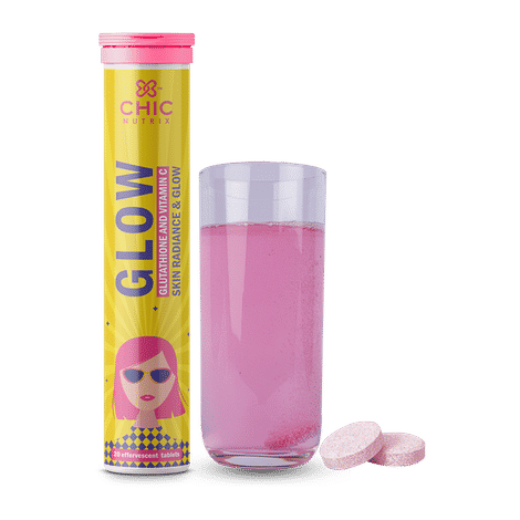 Buy Chicnutrix Glow - Glutathione and Vitamin C for Skin Radiance & Glow - 20 Effervescent Tablets - Strawberry and Lemon Flavour - Purplle