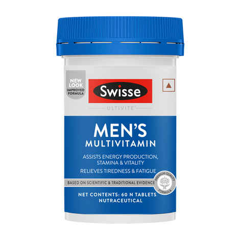 Buy Swisse Ultivite Men’s Multivitamin Supplement for Relieving Fatigue & Tiredness and assisting Energy, Stamina & Vitality production - 60 Tablets - Purplle