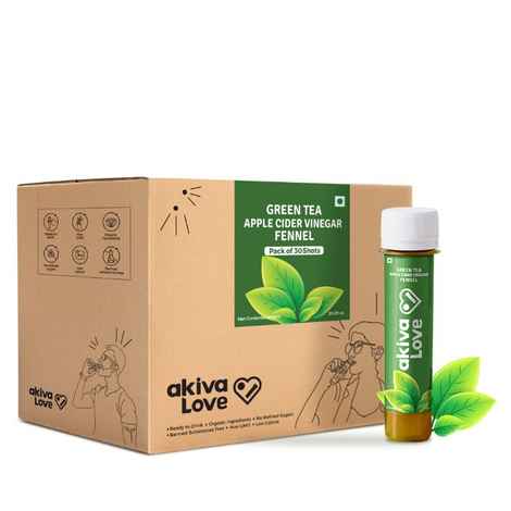 Buy Akiva Love Green Tea Apple Cider Vinegar Ready To Drink Health Shots Bottle (Pack of 30)(40 ml each) - Purplle