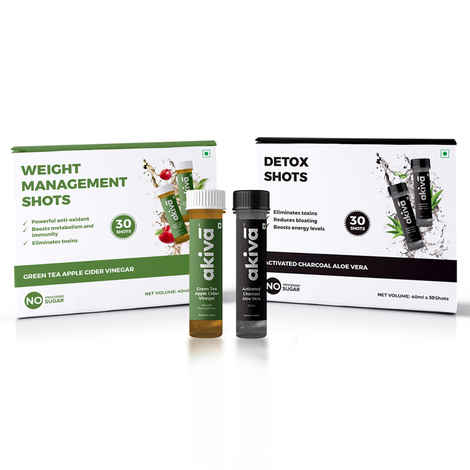Buy Akiva Love Healthy Weight Pack - 60 shots -30 days - Green Tea Apple Cider Vinegar + Activated Charcoal Aloe Vera by Akiva Love - Purplle