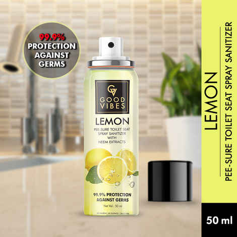 Buy Good Vibes Lemon Pee-Sure Toilet Seat Spray Sanitizer with Neem Extracts | Anti-Bacterial, Anti-Fungal | No Parabens, No Sulphates (50 ml) - Purplle