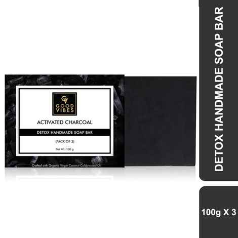 Buy Good Vibes Activated Charcoal Detox Handmade Soap Bar (Pack of 3) | Cleansing, Rejuvenating | No Parabens, No Animal Testing (100 g x 3) - Purplle