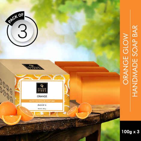Buy Good Vibes Orange Glow Handmade Soap Bar | Cleansing, Rejuvenating, Glowing | No Parabens, No Animal Fats, No Animal Testing (Pack of 3) 100g x 3 - Purplle