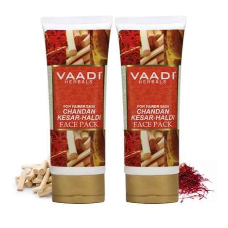 Buy Vaadi Herbals Chandan Kesar Haldi Fairness Face Pack Value Pack of 2 (120 g x 2) - Purplle