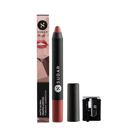 SUGAR Cosmetics Matte as Hell Crayon Lipsticks for Women | Lasts Up To 8+ Hours | Lip Crayon with Sharpener | 2.8 gm - 17 Brandy Harrington