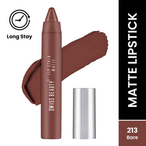 Swiss Beauty Lip Stain Matte Lipstick - Bare (3.4 gm)