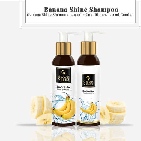 Buy Good Vibes Banana Shine Shampoo, 200 ml + Conditioner, 200 ml Combo - Purplle