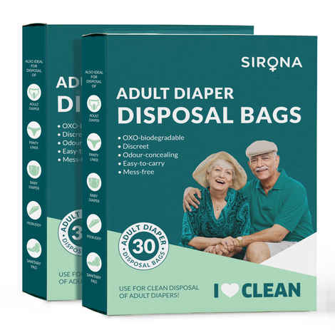 Buy Sirona Premium Adult Diaper Disposal Bags - 60 Bags (2 Pack - 30 Bags Each) - Purplle