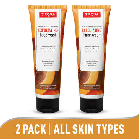 Buy Sirona Natural Exfoliating Face Wash for Men and Women - 250 ml (2 Pack - 125 ml Each) - Purplle