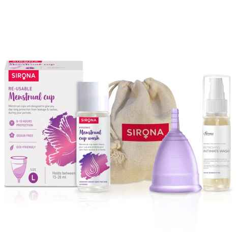 Buy Sirona Pro Super Soft Reusable FDA Approved Menstrual Cup with Medical Grade Silicon - Large (1 Unit) - Purplle
