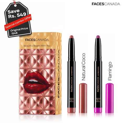Buy Faces Canada HD Lipstick Combo Natural Coco + Flamingo (2.8 g) - Purplle