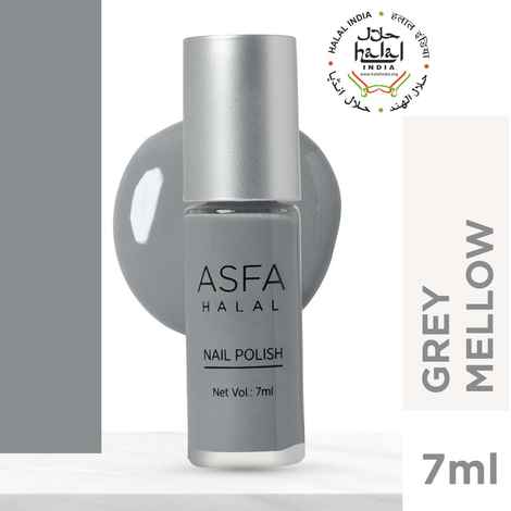 Buy Asfa Halal Hi Shine Nail Polish Grey mellow 026 (7 ml) - Purplle