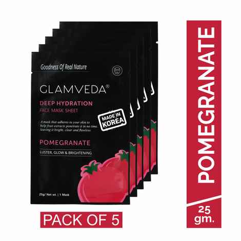 Buy Glamveda Pomegranate Brightening Korean Sheet Mask Pack Of 5 - Purplle