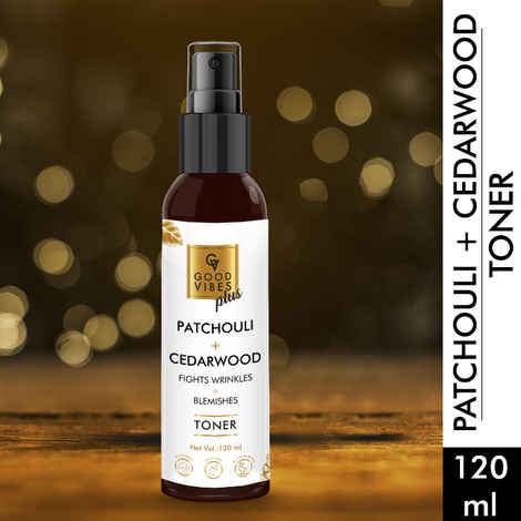 Buy Good Vibes Plus Fights Wrinkles + Blemishes Toner - Patchouli + Cedarwood (120 ml) - Purplle
