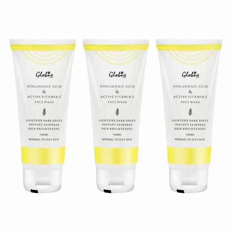 Buy Globus Naturals Anti-Ageing Face Wash with Hyaluronic Acid and Vitamin C (100 ml) Pack Of 3 - Purplle
