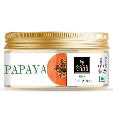 Buy Good Vibes Papaya Glow Face Mask | Brightening, Lightens Scars | With Basil | No Parabens, No Sulphates, No Mineral Oil, No Animal Testing (250 g) - Purplle