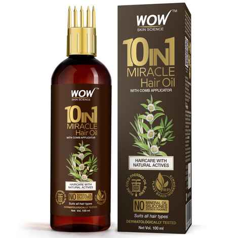 Buy WOW Skin Science 10 -in-1 Miracle Hair Oil - WITH COMB APPLICATOR - Cold Pressed (100 ml) - Purplle