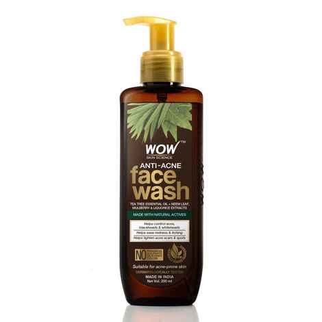 Buy WOW Skin Science Anti Acne Face Wash Bottle (200 ml) - Purplle