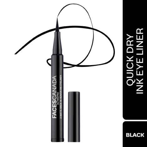FACES CANADA Ultime Pro A Matte Made in Heaven Ink Eyeliner Mini - Black, 0.6 ml | Felt Tip Pen Liner For Ultra Fine Application | 24 Hr Long Stay Formula | Waterproof, Smudgeproof & Transferproof