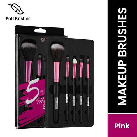 Buy Swiss Beauty Makeup Brushes Set of 5 Pink - Purplle
