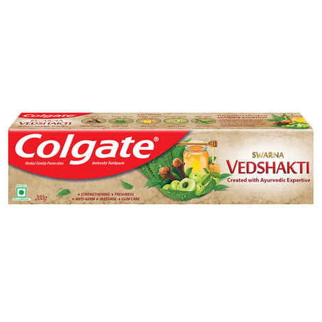Buy Colgate Swarna Vedshakti Ayurvedic Toothpaste, Anti-Bacterial Paste for Whole Mouth Health, With Neem, Clove, and Honey (200 g) - Purplle