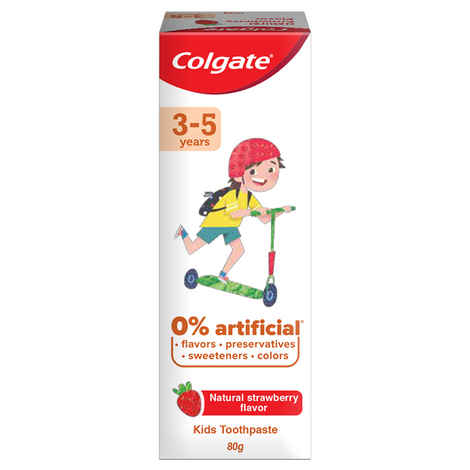 Buy Colgate Toothpaste for Kids (3-5 years), Natural Strawberry Flavour, 0% Artificial (80 g) Tube - Purplle