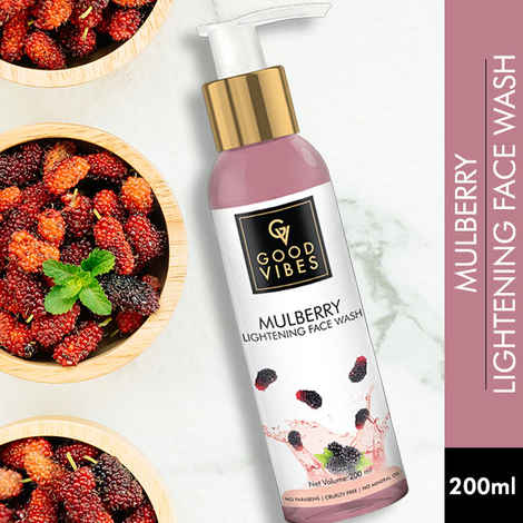 Buy Good Vibes Mulberry Lightening Face Wash | Cleansing, Brightening | With Papaya | No Parabens, No Mineral Oil, No Animal Testing (200 ml) - Purplle