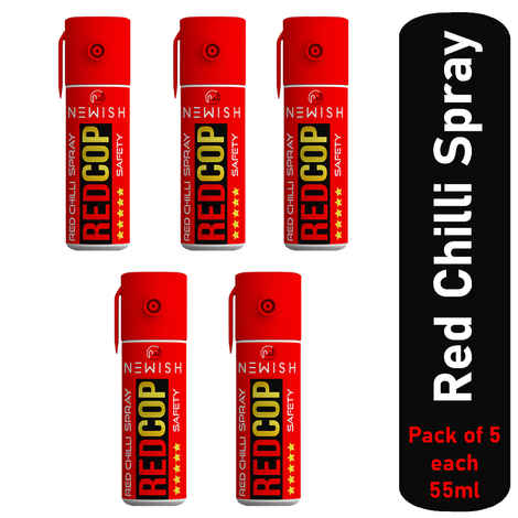 Buy Newish Metal Powerful Red Chilli Self Defence Spray for Women (Each: 55 ml/35 g), Pack of 5 - Purplle