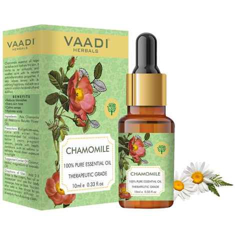 Buy Vaadi Herbals Chamomile Essential Oil - Reduces Blemishes, Evens Skin Tone - Relieves Stress, Better Sleep - 100% Pure Therapeutic Grade - 10 ml - Purplle
