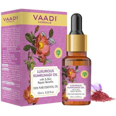 Buy Vaadi Herbals Luxurious Kumkumadi Oil (Pure Mix of Saffron, Sandalwood, Manjistha & Almond Oil) - Reduces Dark Circles, Pigmentation & Brightens Complexion 10 ml - Purplle
