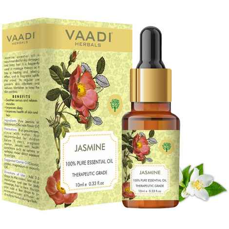 Buy Vaadi Herbals Jasmine Essential Oil - Nourishes Dry & Damaged Hair, Improves Sleep, Uplifts Mood, Reduces Acne & Blemishes - 100% Pure Therapeutic Grade - 10 ml - Purplle