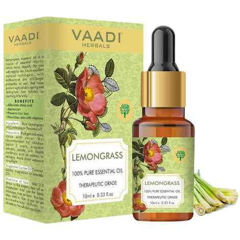 Buy Vaadi Herbals Lemongrass Essential Oil - Reduces Stress & Depression, Prevents Hairfall, Prevents Skin Ageing - 100% Pure Therapeutic Grade - 10 ml - Purplle