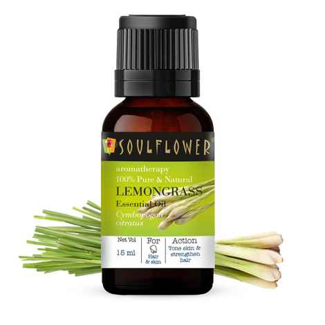 Buy Soulflower Lemongrass Essential Oil, For All Skin & Hair Type, 100% Pure & Natural, Therapeutic Grade Aromatherapy, Citrus, 15 ml - Purplle