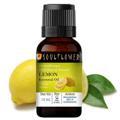 Buy Soulflower Lemon Essential Oil, For Oily & Combination Skin & Hair Type, 100% Pure & Natural, Therapeutic Grade Aromatherapy, Citrus, 15 ml - Purplle