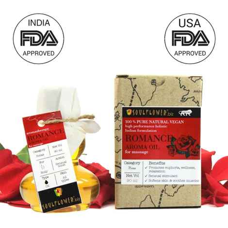 Buy Soulflower Romance Aroma Oil For Massage to promote euphoria, wellness & relaxation, 100% Pure Natural Vegan, Indian Formulation, 90 ml - Purplle