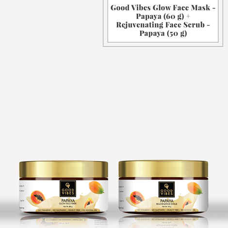 Buy Good Vibes Glow Face Mask - Papaya (60 gm) + Rejuvenating Face Scrub - Papaya (50 gm) - Purplle