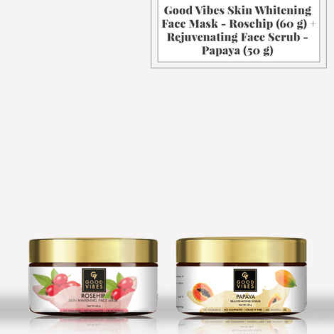Buy Good Vibes Skin Whitening Face Mask - Rosehip (60 gm) + Rejuvenating Face Scrub - Papaya (50 gm) - Purplle