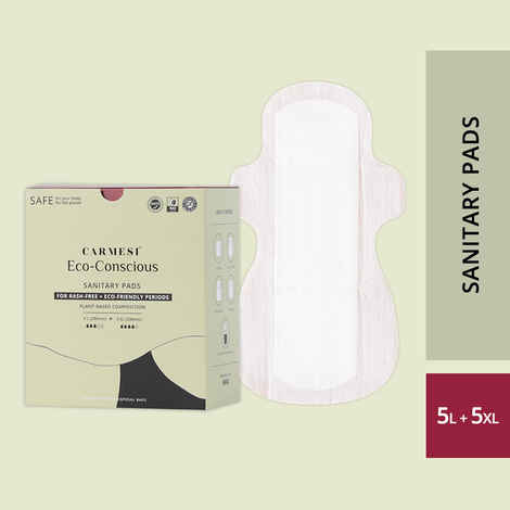 Buy Carmesi Eco-Conscious - Sanitary Pads for Rash-Free + Eco-Friendly Periods (5 L + 5 XL) - Purplle
