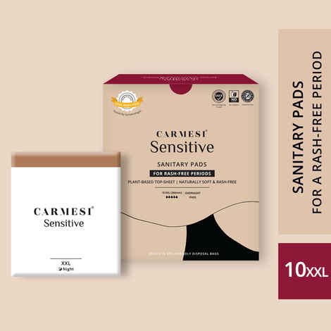 Buy Carmesi Sensitive - Sanitary Pads for Rash-Free Periods (10 XXL) - Purplle