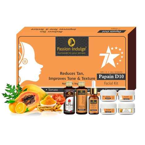 Buy Passion Indulge PAPAIN D10 7 Star For Facial Kit For Anti-Tan and Uneven skin tone (1+1) - Combo of 7 - Purplle