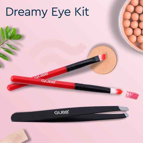 Buy GUBB Dreamy Eye Kit - 2 Eyeshadow Brushes & Slant Tip Tweezer - Combo of 3 - Purplle