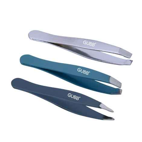 Buy GUBB Trio Mini Tweezer Set (Slant Tip Tweezer, Flat Tip Tweezer & Pointed Tweezer) Pack of 3 - Purplle