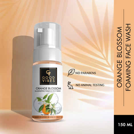 Buy Good Vibes Illuminating Foaming Face Wash - Orange Blossom (150ml) - Purplle